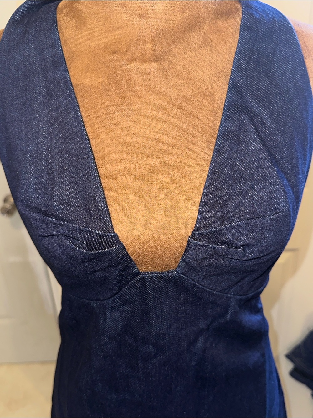 Free People Deep Blue Backless Denim Dress - Picture 2 of 8